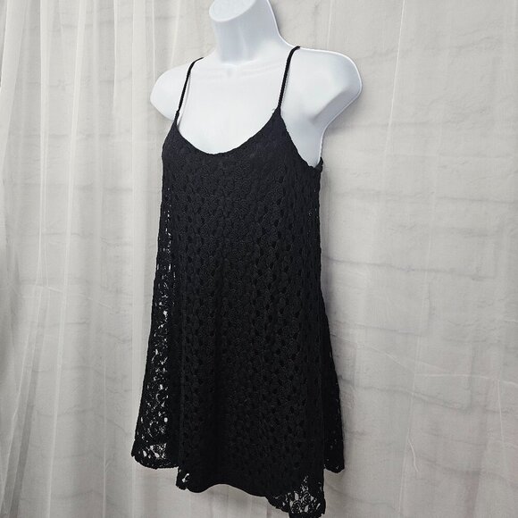MmMmMm Black Crochet Lace Tunic Tank Boho Goth Fairy S - Picture 5 of 10